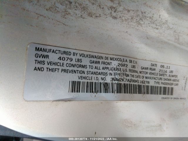 Photo 8 VIN: 3VW2K7AJ9BM116278 - VOLKSWAGEN JETTA 