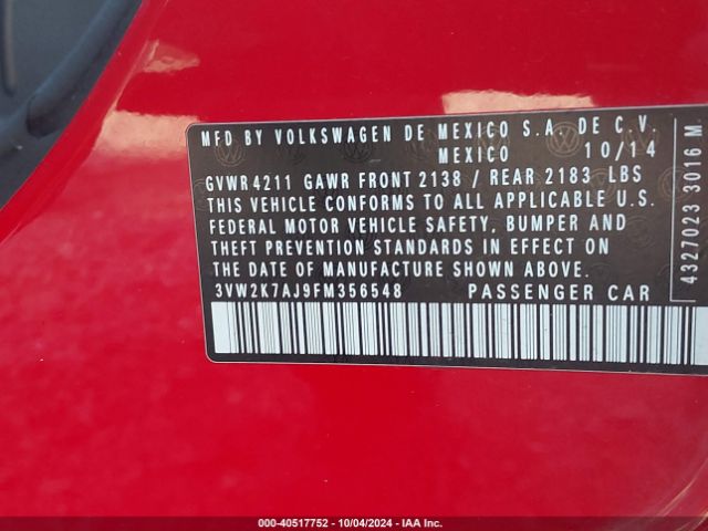 Photo 8 VIN: 3VW2K7AJ9FM356548 - VOLKSWAGEN JETTA 