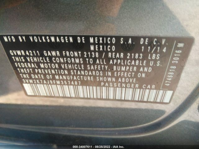 Photo 8 VIN: 3VW2K7AJ9FM357487 - VOLKSWAGEN JETTA SEDAN 