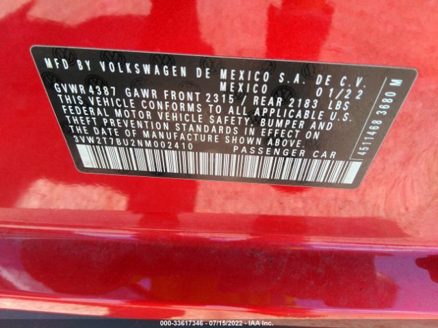 Photo 8 VIN: 3VW2T7BU2NM002410 - VOLKSWAGEN JETTA GLI 