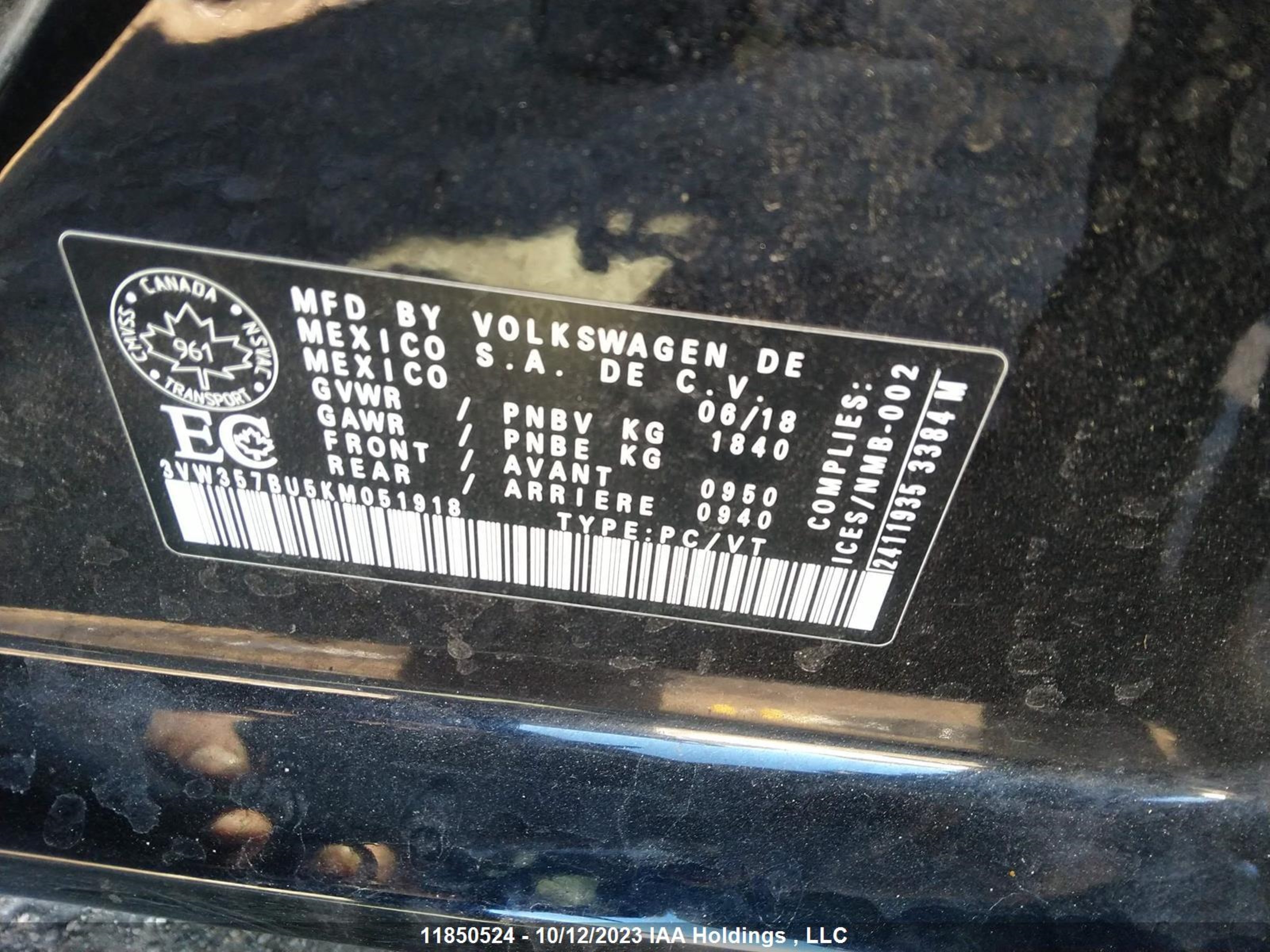 Photo 8 VIN: 3VW357BU5KM051918 - VOLKSWAGEN JETTA 