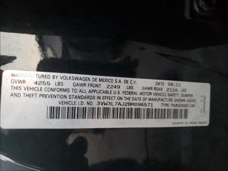 Photo 9 VIN: 3VW3L7AJ2BM096571 - VOLKSWAGEN JETTA TDI 