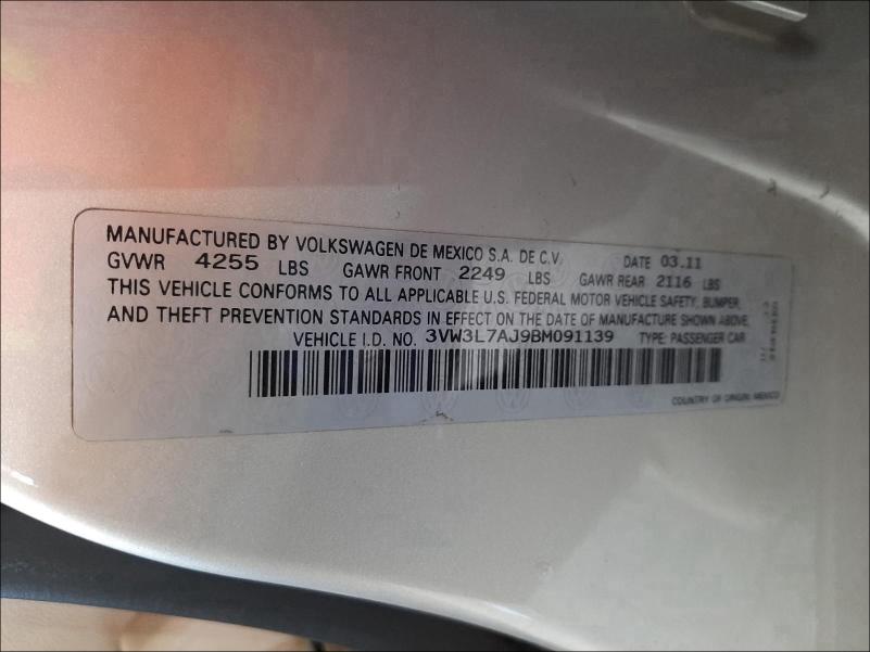 Photo 9 VIN: 3VW3L7AJ9BM091139 - VOLKSWAGEN JETTA TDI 