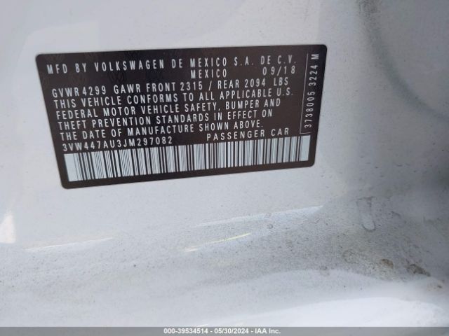 Photo 8 VIN: 3VW447AU3JM297082 - VOLKSWAGEN GOLF 