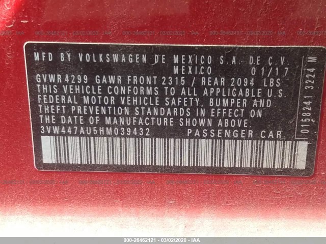 Photo 8 VIN: 3VW447AU5HM039432 - VOLKSWAGEN GOLF 