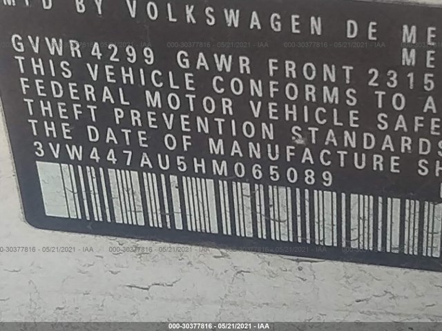 Photo 8 VIN: 3VW447AU5HM065089 - VOLKSWAGEN GOLF 