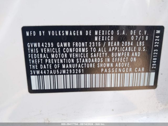 Photo 8 VIN: 3VW447AU5JM293261 - VOLKSWAGEN GOLF 