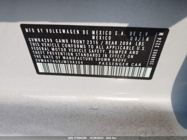 Photo 8 VIN: 3VW447AU8JM296204 - VOLKSWAGEN GOLF 