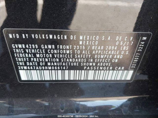 Photo 8 VIN: 3VW447AU9HM066147 - VOLKSWAGEN GOLF 