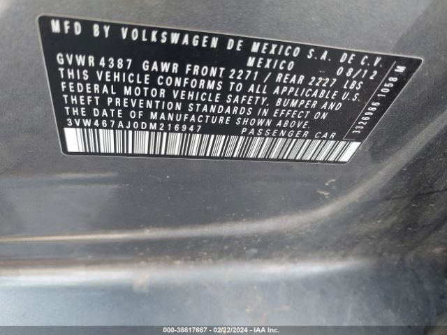 Photo 8 VIN: 3VW467AJ0DM216947 - VOLKSWAGEN JETTA 