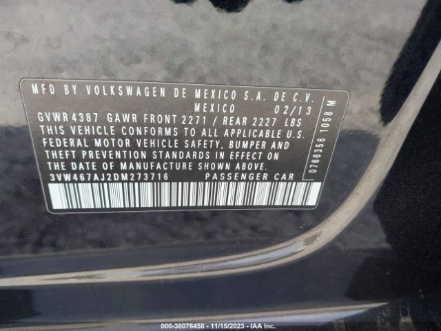 Photo 8 VIN: 3VW467AJ2DM273716 - VOLKSWAGEN JETTA 