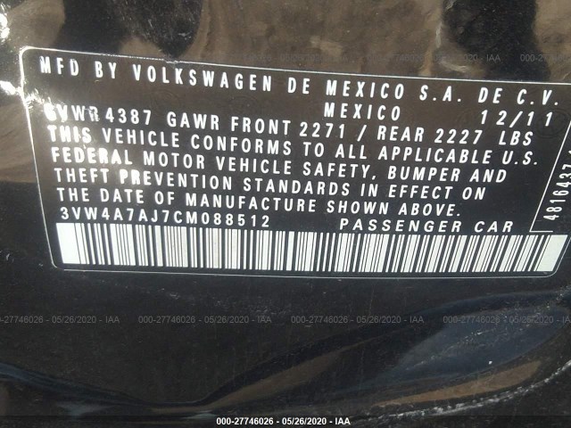 Photo 8 VIN: 3VW4A7AJ7CM088512 - VOLKSWAGEN GLI 