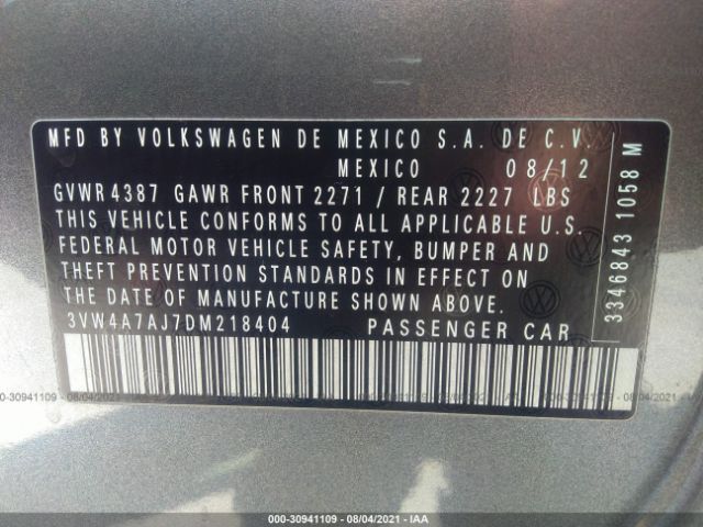 Photo 8 VIN: 3VW4A7AJ7DM218404 - VOLKSWAGEN GLI 