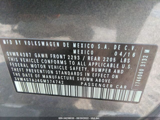 Photo 8 VIN: 3VW4S7AJ4GM374742 - VOLKSWAGEN JETTA SEDAN 