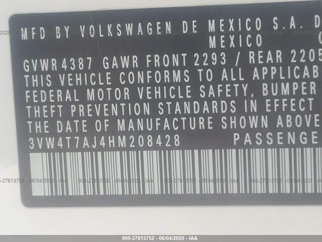 Photo 8 VIN: 3VW4T7AJ4HM208428 - VOLKSWAGEN JETTA 