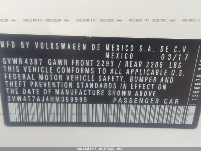 Photo 8 VIN: 3VW4T7AJ4HM359995 - VOLKSWAGEN JETTA 