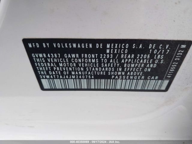 Photo 8 VIN: 3VW4T7AJ4JM240754 - VOLKSWAGEN JETTA 