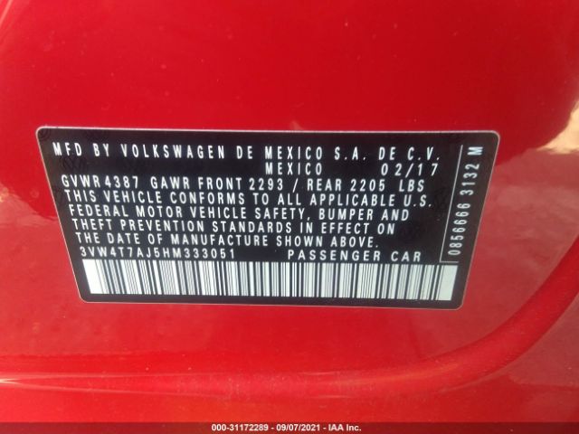 Photo 8 VIN: 3VW4T7AJ5HM333051 - VOLKSWAGEN JETTA 