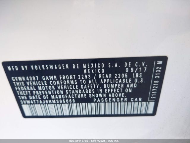 Photo 8 VIN: 3VW4T7AJ6HM395669 - VOLKSWAGEN JETTA 