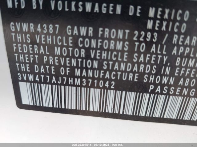 Photo 8 VIN: 3VW4T7AJ7HM371042 - VOLKSWAGEN JETTA 