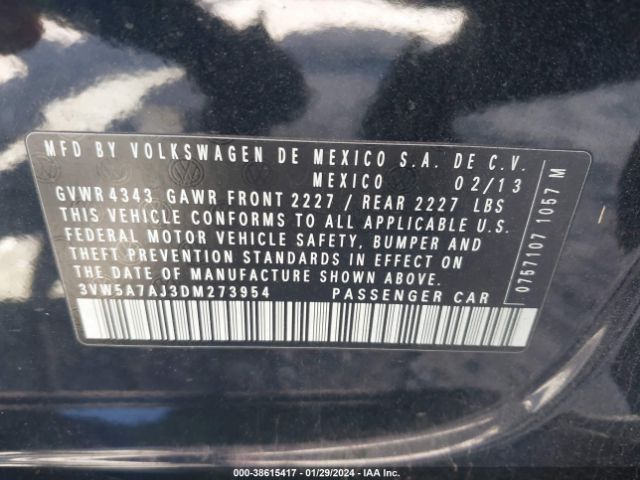 Photo 8 VIN: 3VW5A7AJ3DM273954 - VOLKSWAGEN JETTA 