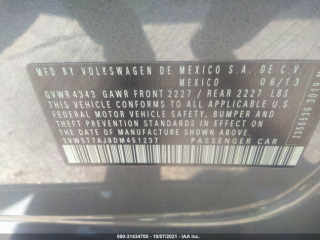 Photo 8 VIN: 3VW5T7AJ8DM451237 - VOLKSWAGEN GLI 