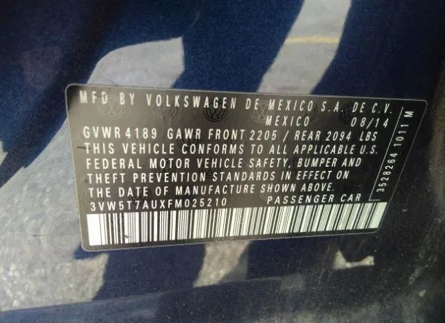 Photo 8 VIN: 3VW5T7AUXFM025210 - VOLKSWAGEN GOLF 