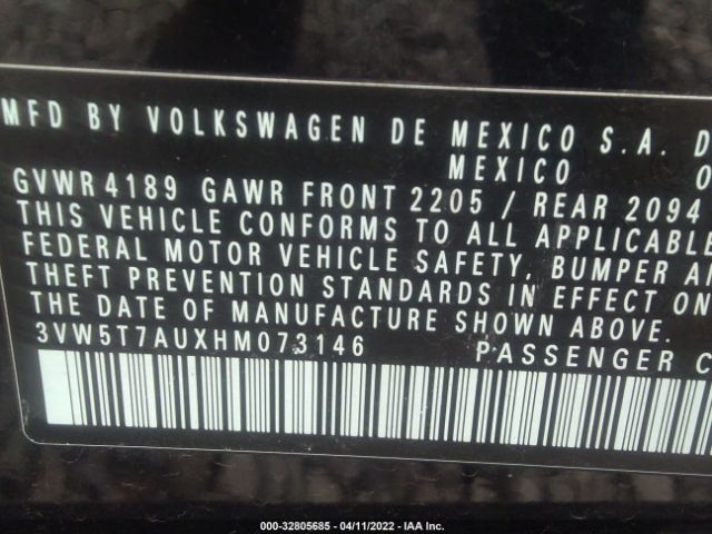 Photo 8 VIN: 3VW5T7AUXHM073146 - VOLKSWAGEN GOLF 