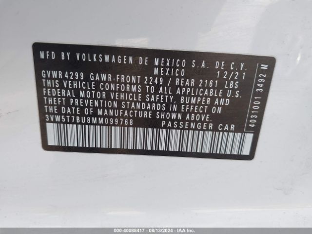 Photo 8 VIN: 3VW5T7BU8MM099768 - VOLKSWAGEN JETTA GLI 