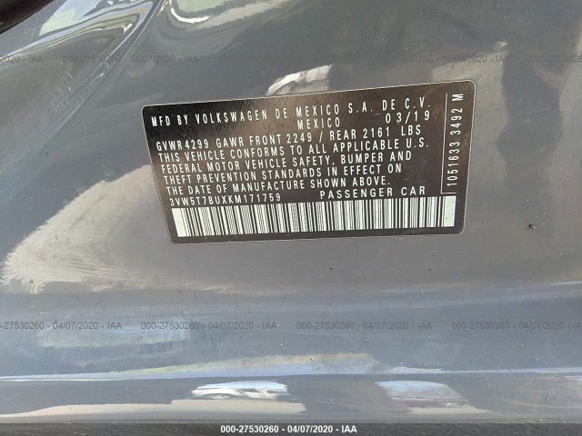 Photo 8 VIN: 3VW5T7BUXKM171759 - VOLKSWAGEN JETTA GLI 