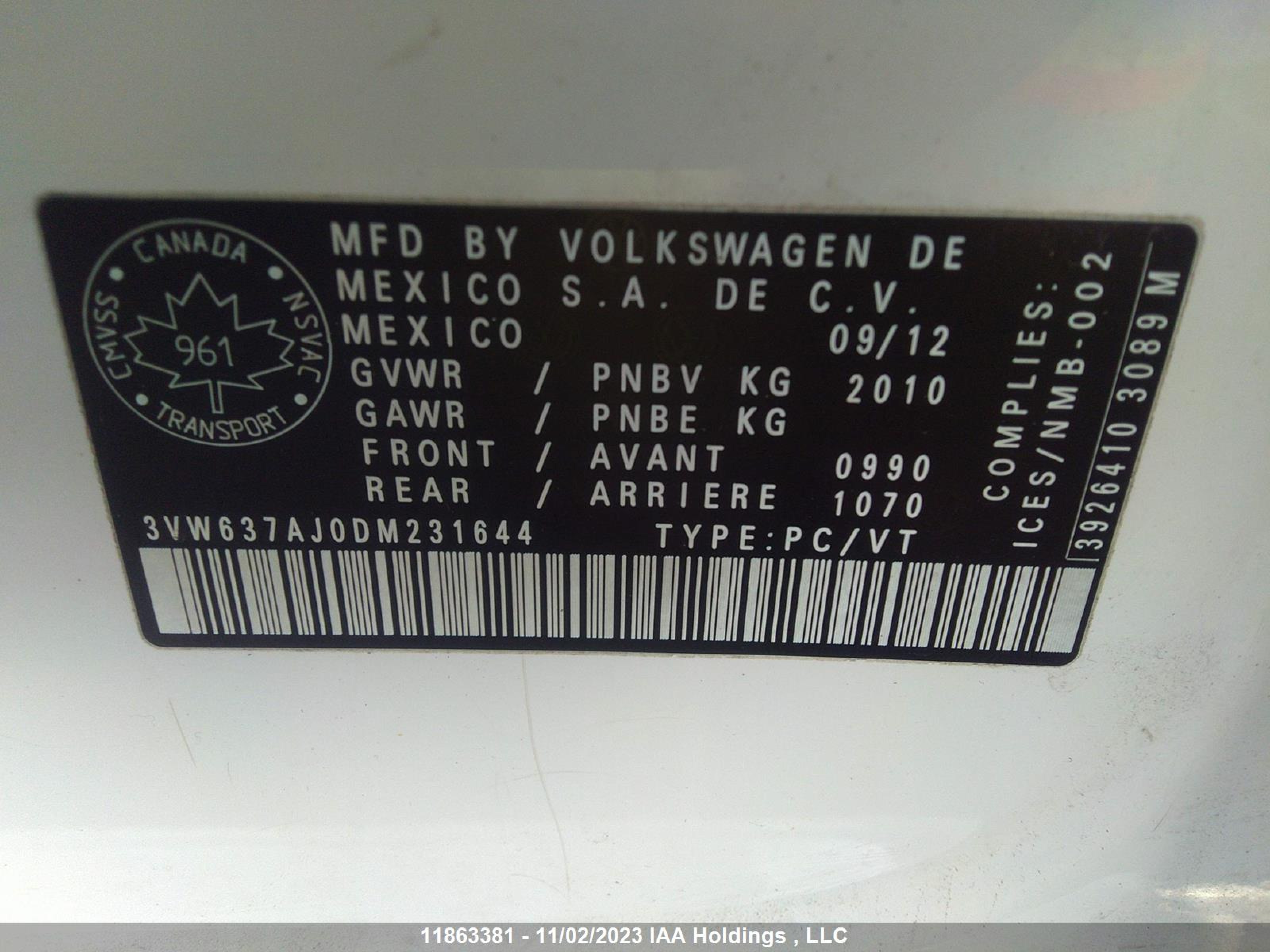 Photo 8 VIN: 3VW637AJ0DM231644 - VOLKSWAGEN JETTA 