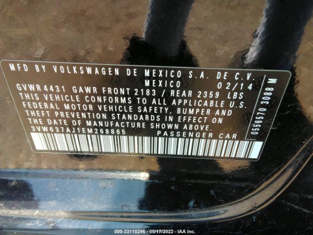 Photo 8 VIN: 3VW637AJ1EM268865 - VOLKSWAGEN JETTA SEDAN 