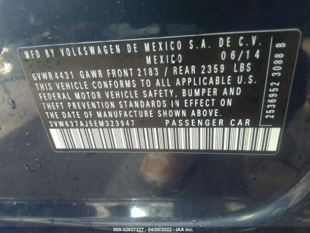 Photo 8 VIN: 3VW637AJ5EM323947 - VOLKSWAGEN JETTA SEDAN 