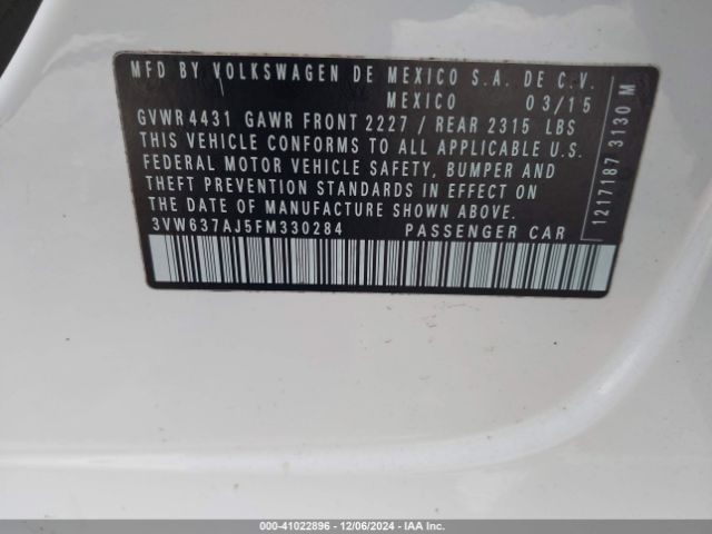 Photo 8 VIN: 3VW637AJ5FM330284 - VOLKSWAGEN JETTA 