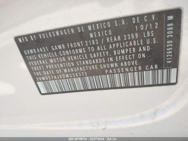 Photo 8 VIN: 3VW637AJ6DM238372 - VOLKSWAGEN JETTA HYBRID 