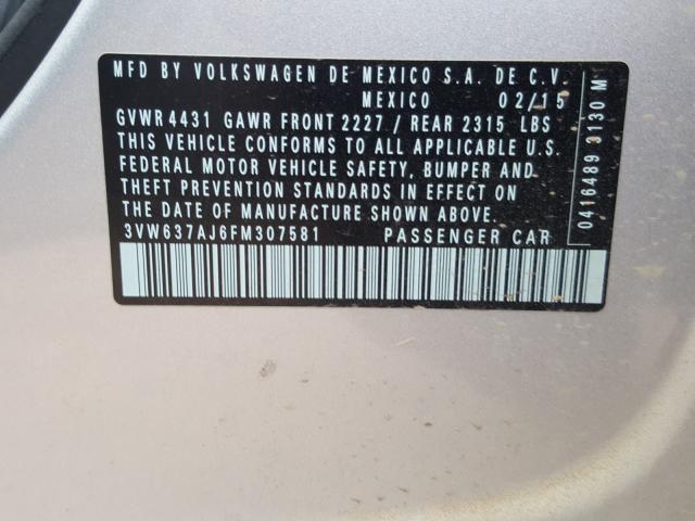 Photo 9 VIN: 3VW637AJ6FM307581 - VOLKSWAGEN JETTA HYBR 