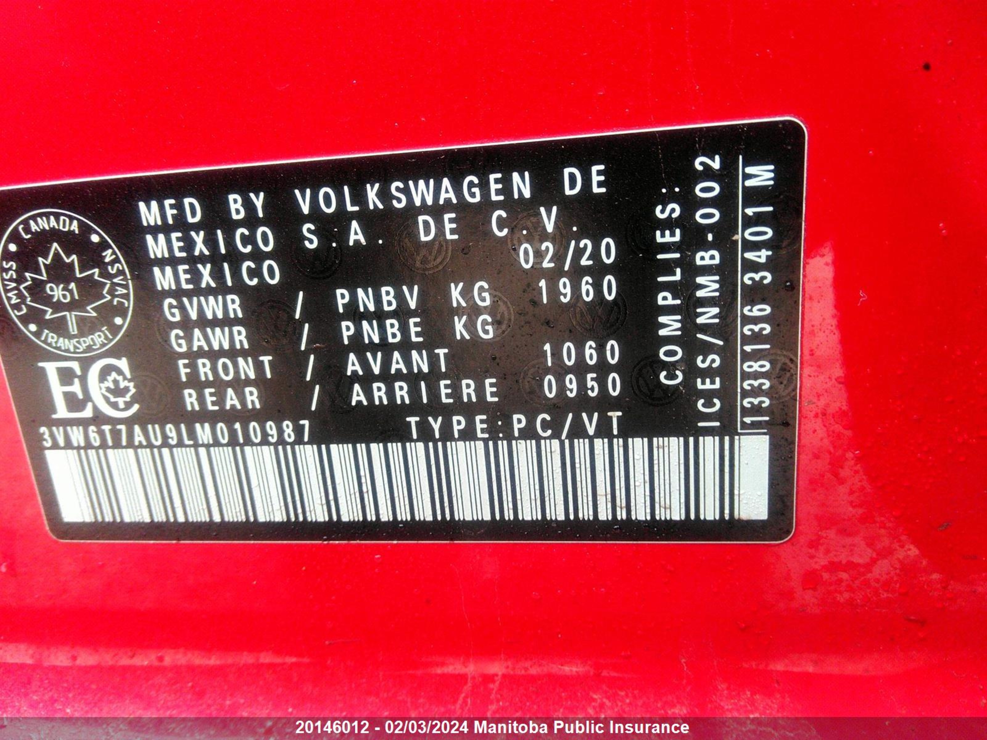 Photo 8 VIN: 3VW6T7AU9LM010987 - VOLKSWAGEN GOLF 