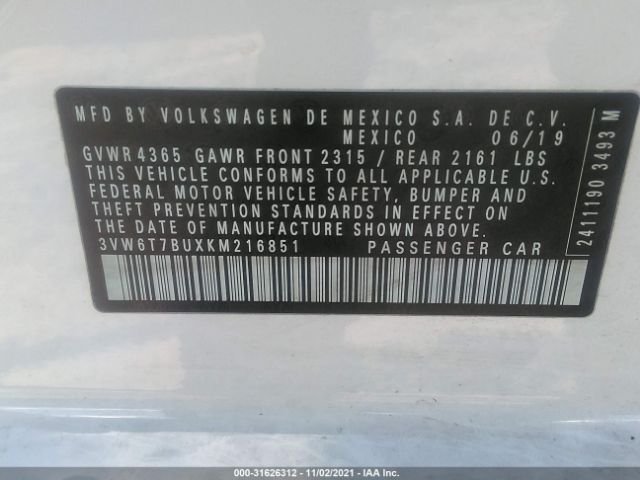 Photo 8 VIN: 3VW6T7BUXKM216851 - VOLKSWAGEN JETTA GLI 