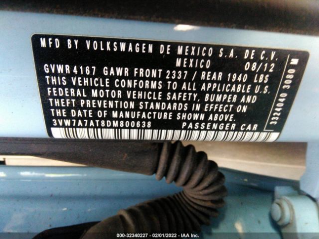 Photo 8 VIN: 3VW7A7AT8DM800638 - VOLKSWAGEN BEETLE CONVERTIBLE 