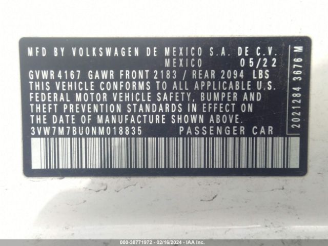 Photo 8 VIN: 3VW7M7BU0NM018835 - VOLKSWAGEN JETTA 