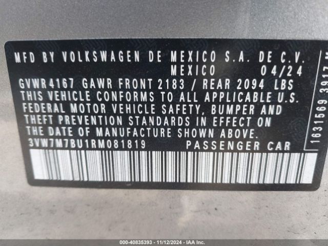 Photo 8 VIN: 3VW7M7BU1RM081819 - VOLKSWAGEN JETTA 