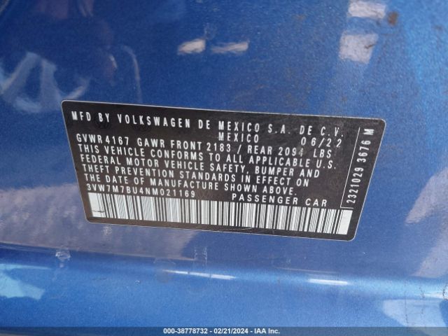 Photo 8 VIN: 3VW7M7BU4NM021169 - VOLKSWAGEN JETTA 