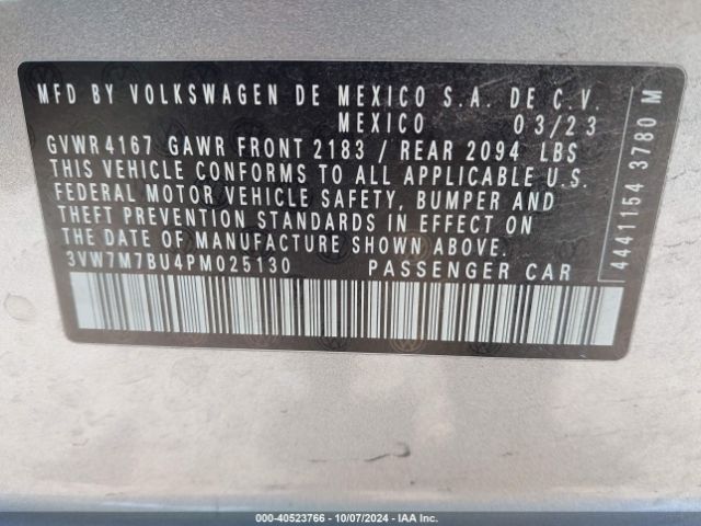 Photo 8 VIN: 3VW7M7BU4PM025130 - VOLKSWAGEN JETTA 