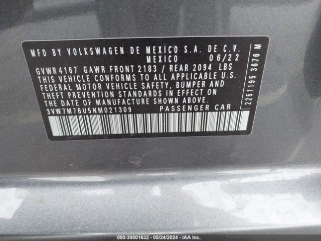 Photo 8 VIN: 3VW7M7BU5NM021309 - VOLKSWAGEN JETTA 