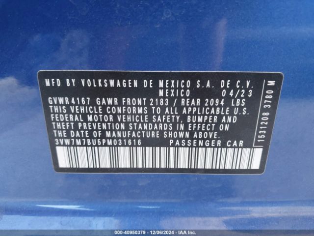 Photo 8 VIN: 3VW7M7BU5PM031616 - VOLKSWAGEN JETTA 