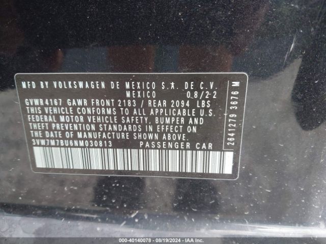 Photo 8 VIN: 3VW7M7BU6NM030813 - VOLKSWAGEN JETTA 