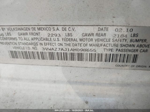 Photo 8 VIN: 3VWAZ7AJ1AM098655 - VOLKSWAGEN JETTA SEDAN 