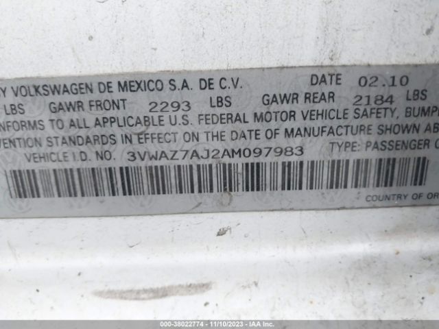 Photo 8 VIN: 3VWAZ7AJ2AM097983 - VOLKSWAGEN JETTA 