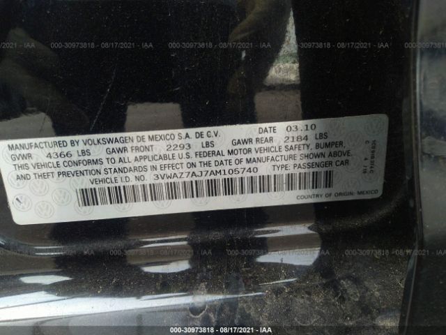 Photo 8 VIN: 3VWAZ7AJ7AM105740 - VOLKSWAGEN JETTA SEDAN 