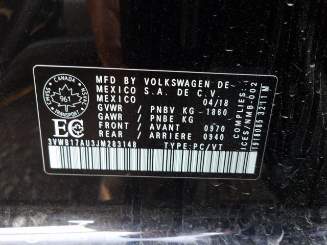 Photo 9 VIN: 3VWB17AU3JM283148 - VOLKSWAGEN GOLF S 